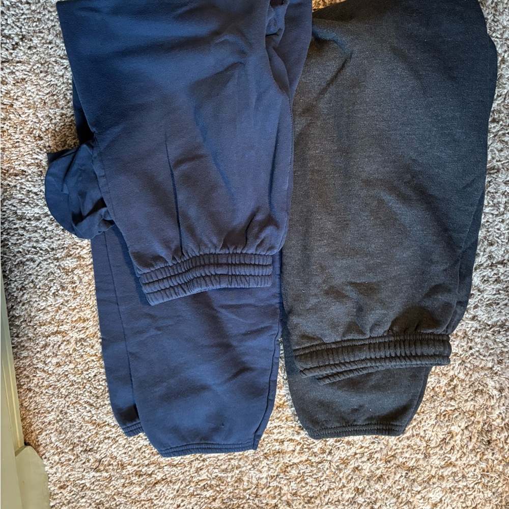 Navy blue and gray sweatpants set